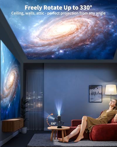 Smart Projector【Officially-Licensed Apps/Live TV】 Mini Projector 4K Support HDMI ARC, PUTRIMS S36 Native 1080P Portable Projector with AI Autofocus/Keystone, WiFi6/Bluetooth Projecteur with 330°Stand