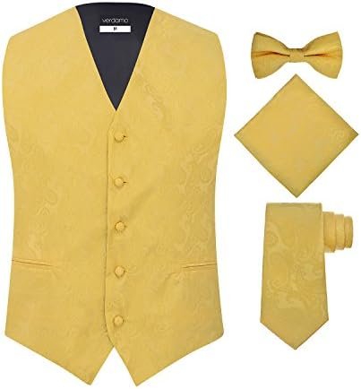Men's 4pc Paisley Set (2XL (Chest 48), Gold), By Verdamo