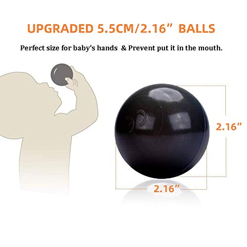 Wonder Space Soft Pit Balls, Chemical-Free Crush Proof Plastic Ocean Ball, BPA Free with No Smell, Safe for Toddler Ball Pit/ Kiddie Pool/ Indoor Baby Playpen, Pack of 100 (Black)