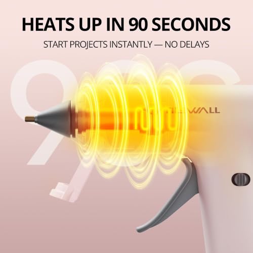 Tilswall Cordless Hot Glue Gun, Fast Preheating with 2Ah Built-in Battery | 90s Fast Preheating, Glue Gun and Sticks Set (7×140mm), Hot Melt Glue Gun Ideal for Crafts, DIY Making, Repairs W106s Pink