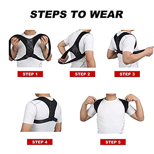 Hecmoks Posture Corrector Back Support Brace for Men and Women - Improves Posture, Prevents Slouching and Hunching, Reliefs Upper Back and Neck Pain - Adjustable and Comfortable with Underarm Pads