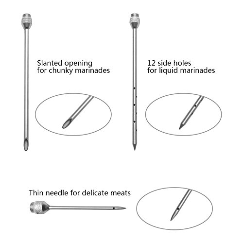 Hotloop Stainless Steel Meat Injector, Flavor Injector Syringe Kit with 2-oz Large Capacity Barrel & 3 Marinade Needles for Turkey, Pork Loin, Beef, Bratwurst, Hot Dogs , Cupcakes or other Desserts