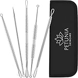 Professional 5 Piece Set Blackhead and Acne Remover Kit Comedone Extractor Tools Treat Facial Blemishes, Whiteheads, Pimples and Zits | Includes Giftbox and Travel Case