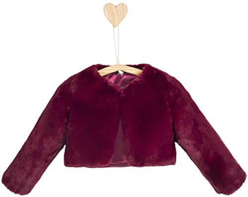 Lilax Girls Cozy Faux Fur Bolero Jacket Shrug 2T Burgundy in Oman
