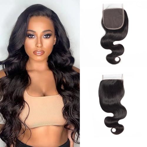 DUAUJUIU Body Wave Human Hair 4x4 HD Lace Closure Brazilian Hair Human Hair Closure for Black Women Natural Remy Hair Soft Swiss Lace 12 Inch โ image 1