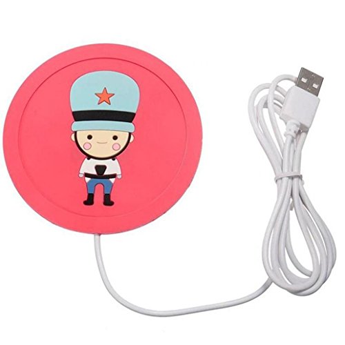 HEART SPEAKER USB Silicone Heat Warmer Heater Milk Tea Coffee Mug Hot Drinks Beverage Cup Mat (Red)