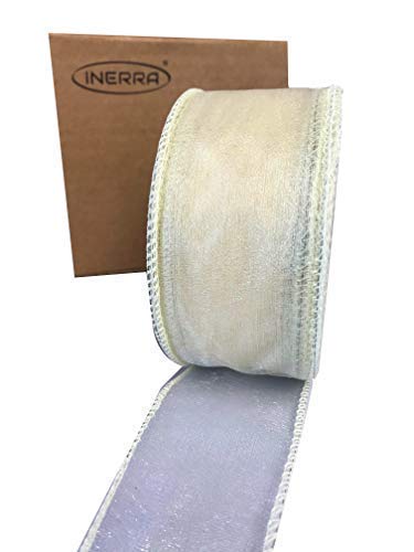 INERRA Chiffon Ribbon - Luxury Wired Edge 20 Metres x 50mm - (Ivory)