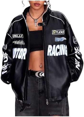 Amazon.com: SOLY HUX Girl's Zip Up Bomber Jacket Y2k Long Sleeve