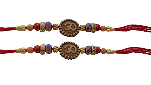 Set of 2 Rakhi with Om Design and Beads and Fancy Stone Rakhi, Raksha bandhan, Rakhi for Brother, Multi Design and Assorted Color