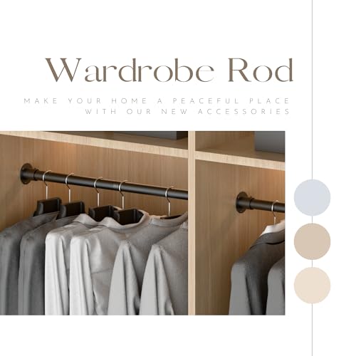 Venwemong Wardrobe Rod, Extendable Clothes Bar, Sturdy Stainless Steel for Wardrobe and Storage, White, Length 85 – 230 cm, Diameter 32 mm