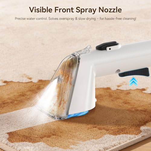 Uwant Y100 Steam 3-in-1 Carpet Spot Cleaner, 18Kpa 1750W 100℃ Steam/65℃ Hot/Cold Modes, Handheld Upholstery Cleaner Machine for Spills/Pet Messes/Sofa/Car/Stairs, Self-Cleaning Function Dual 1.2L Tank