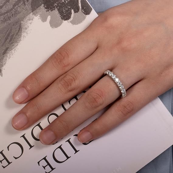 aomoso Women's Ring, Moissanite Ring, 925 Sterling Silver Ring, Certified Women's Ring, Women's Engagement Ring, Purity D+VVS1, Luxury Women's Rings Ideal for Engagement, Weddings, Couples, Mothers