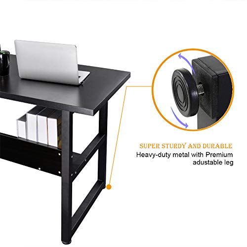 Computer Desk with Bookshelf Writing Desk Workstation 2 in 1 Desk Bookcase PC Laptop Study Table Home Office (63" Black Walnut)