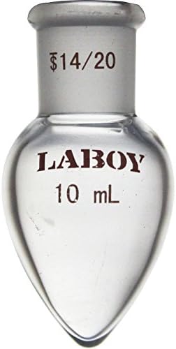 Laboy Glass 10mL Pear Shaped Boiling Flask Heavy Wall Recovery with 14/20 Joint Joint Flask for Small-Scale Distillation Apparatus Lab Glassware Lab Glassware