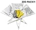 Cone-Shaped Treat Bags (200 Bags + 200 Twist Fastens); Clear Cellophane Goody, Treat & Popcorn Bags (15-Inch x 7 Inch)