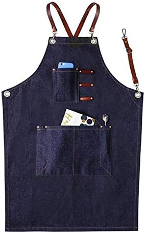 Llxxx Apron-Denim Work Apron Barista Barber Shop Restaurant,C