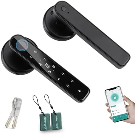 Fechadura Inteligente por Impressões Digitais, Fechadura Eletrónica 6 em 1, Aplicação Tuya, Cartão IC, NFC, Impressão Digital, Palavra-passe Digital, Chave Mecânica