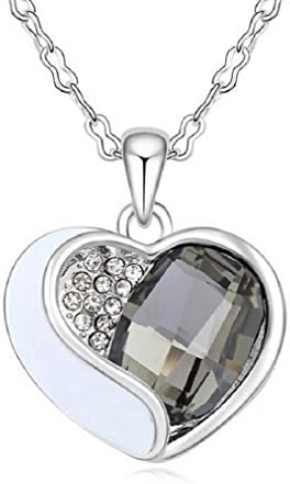 Fariishta Jewelry Gray Fashion Crystal Heart Shaped Pendant Necklace