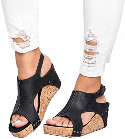 Women Sandals, Shybuy Women Summer Sandals Round Toe Breathable Beach Casual Sandals Boho Peep Toe Wedges Shoes