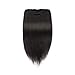 Clip in Hair Extensions 7Pcs Full Long Straight Remy Hair Extensions Clip on 70g… (15 Inch, 1B)
