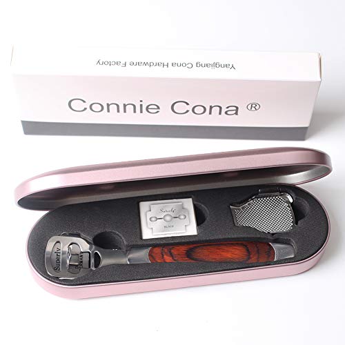 Connie Cona Foot Callus Shaver Remover for Feet Professional Wood Handle with 10Pcs Replacement Refill Blades (Pink Tin Case and Color Box Pack) - Thumbnail 5