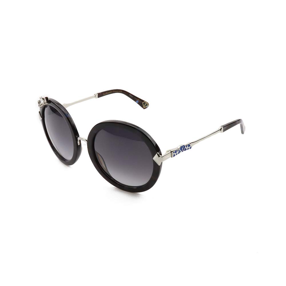 Eyeplayer Retro Round Metal Sunglasses for Women Black Circle with Rhinstone Decorative,54MM