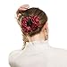 Floral Hair Claw Clips Set for Women, Double Grip Teeth Nonslip Strong Jaw Clamps Large Ribbon Rose Flower Hair Hold Clutches Accessories 3.9