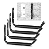 NZACE Heavy Duty Jumbo Arm Indoor Outdoor Storage Wall Hanging Hooks, Dock or Wall Mount Hangers Cradle Set for Canoe, Kayak, Paddle Board, Surfboard, Snow Board, Wake Board (4 Pack, Black)