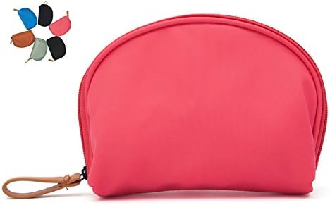 Lalemo Pencil Case Coin Purse Half Moon Cosmetic Case Makeup Bag Portable Travel Handy Organizer Zipper Pouch (Rose Red)