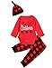 iCrazy Infant Baby Boys Girls 3-Piece My First Christmas Snowflake Plaid Bodysuit (3-6 Months)
