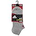 adidas Boys Cushion No Show Socks (Pack of 3), Heathered Light Onix/Power Red - Black - Night Flash Purple, Medium