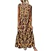 DondPO Women Vintage Bohemian Folk Dresses Summer V-Neck Boho Sleeveless Floral Printed Plus Size Beach Maxi Dress