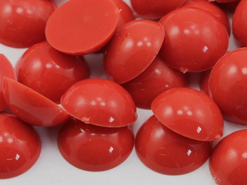 9mm Red .RED Flat Back Acrylic Round Cabochons Plastic Pearl Gems For Jewelry Making Costume Making Cosplay Jewels Embelishments - 75 Pieces — image 1