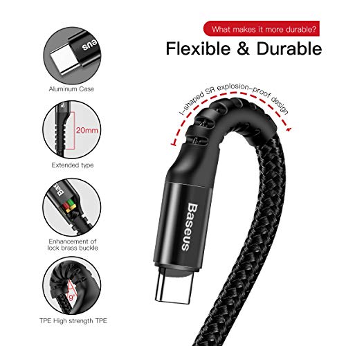 image for USB Type C Cable for Car, Baseus Retractable USB C Cable(3FT) Curly US