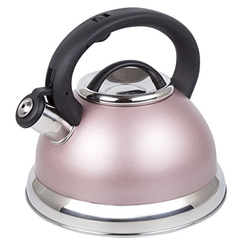 Creative Home 77069 Tea Kettle with Capsulated Bottom Alexa 3 Qt Stainless Steel Whistling, Rose Gold