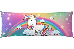 COLOZA Rainbow Unicorn body pillowcase for Boys Girls Unicorn Cartoon Long Pillow Case Protector with Zipper Decorative Ultra Soft 20"x54"