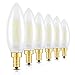 CRLight 5000K 2W LED Candelabra Bulb Daylight White, 25W Equivalent 250LM, E12 Dimmable LED Chandelier Light Bulbs, Antique Style B10 Frosted Glass Candle Torpedo Tip, 6 Pack