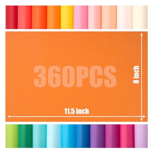 TOXOY 360 Sheets Assorted Colored Tissue Paper, Tissue Paper for Gift Bags Art Tissue Paper Bulk for Gift Wrapping Crafts Wedding Birthday Party
