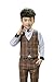 Boys Plaid Suits Formal Dress Blazer Vest Pants 3 Pieces Gray & Navy 2 Colors