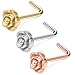 Ruifan 3PCS 20G 316L Surgical Steel Rose Curved Nose Stud Ring L Shaped Piercing Jewelry - Mix Color