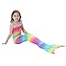 Anbaby Girl's 3 Pcs Mermaid Tail Swimwear Children Mermaid Clothing Cosplay Bikini Swimsuit Rainbow Style2 120CM