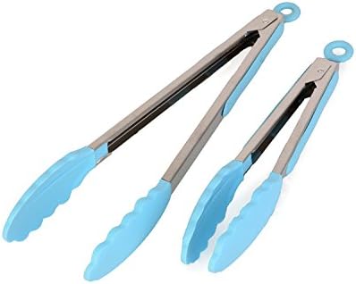 Intriom Set of 2 Top Quality Stainless Steel Cookware/Bakeware Tongs, Blue