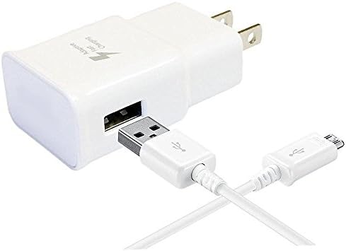 Adaptive Fast Charger for Samsung Galaxy S7/S7 Edge/S6/Edge/Edge+/ and LG G2 / G3 / G4 {Professioncha Wall Charger + Cable} (White) Bulk Packing