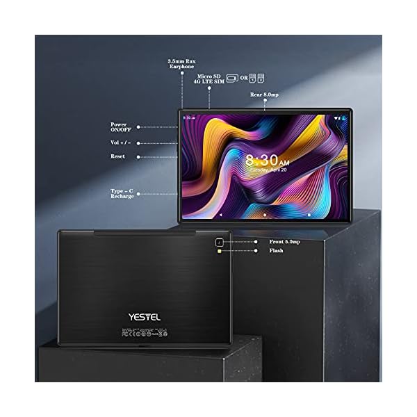 Android-10-Tablet-YESTEL-10-Inch-Tablets-GMS-Certified-Ultra-Portable-Dual-4G-LTE-5G-WI-FI-Support64GB-ROM4-128GB-Expansion16GHzOcta-Core19201200-FHD-Screen6000-mAh-Face-ID-Phablet-Black Android 10 Tablet, YESTEL 10 Inch Tablets (GMS Certified ) Ultra-Portable Dual 4G LTE 5G WI-FI Support|64GB ROM(4-128GB…