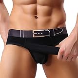 Barsty Men's Thong G-string Elastic Smooth Bikini Airplane Sexy Underwear Black L