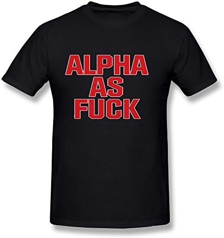 SAI DI FEI Neck Short Sleeve Cotton T Shirt For Men Alpha As Fuck New Fashion Tee Shirts SizeKey1 Black