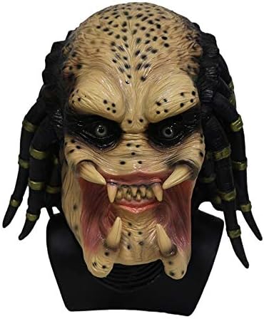 Predator Latex Mask. Full Head Hunter Bead Eyes, Moulded Realistic Dreadlocks. Fancy Dress Party, Horror or Movie Costume
