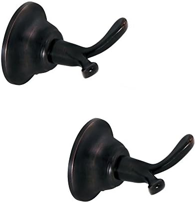 North Shore Double Robe Hook 2-Pack Towel Holder Bath Accessory, Oil Rubbed Bronze