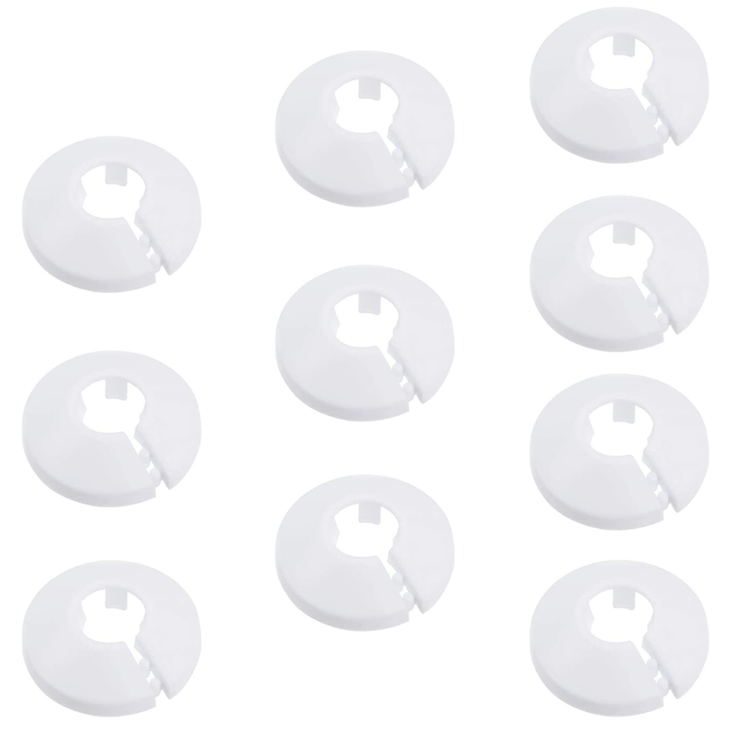 NITAIUN 10 Pcs Radiator Pipe Cover Strong White Plastic Pipe Collars Sleeve Pipe Decoration Hole Collar Clips Rings for 16 mm Diameter Water Radiator Heating Pipe Tidy Pipework (White)