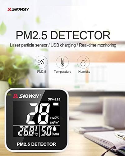 SNDWAY PM2.5 Air Quality, Temperature and Humidity Monitor With LCD Screen and Configurable Alarm Function